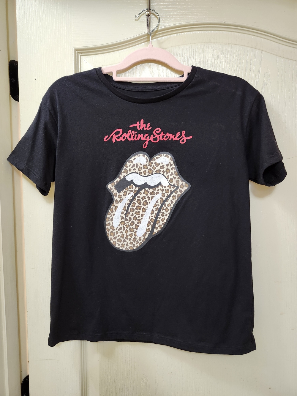 The Rolling Stones Kids Black Graphic Tee with Leopard Tongue